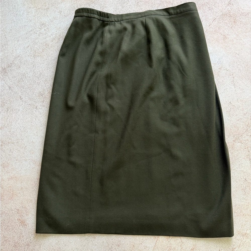 Jones New York Olive 100% Wool Pencil Skirt